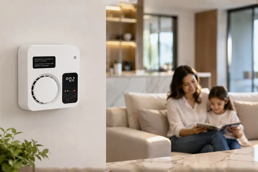 Purificador de ozono PureOzone instalado en hogar para mejorar la calidad del aire